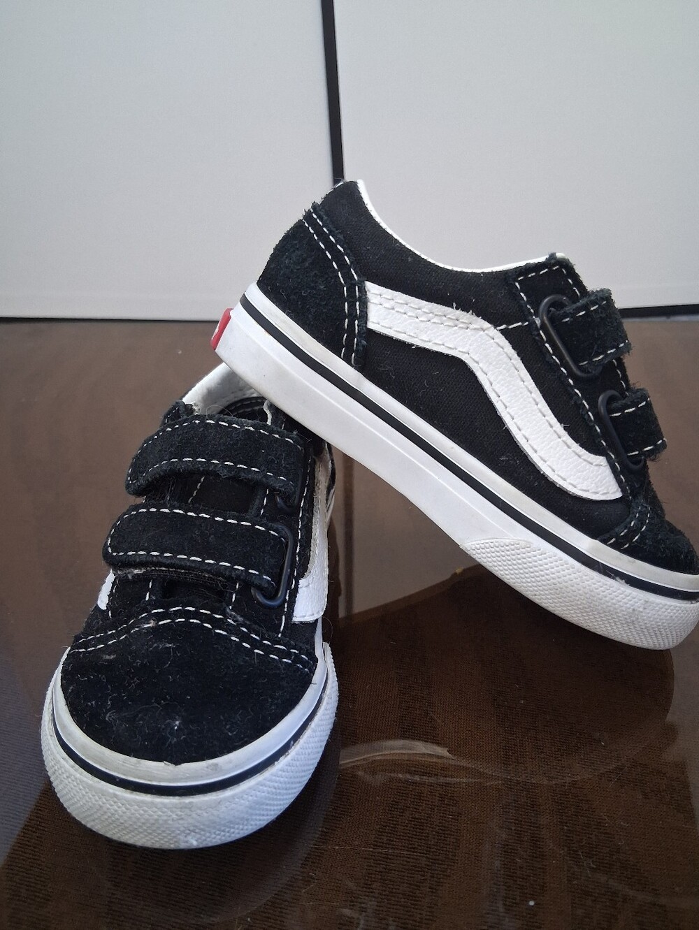 Vans Kids Black and White Velcro Skate Shoes